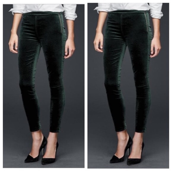 Gap Green Velvet Side Zip Leggings 